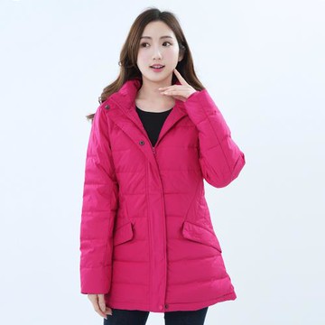 【遊遍天下】女款中長版顯瘦防風防潑禦寒羽絨外套GJ22021玫紅