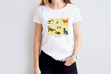 小飯糰  暹羅貓  白色中性短T