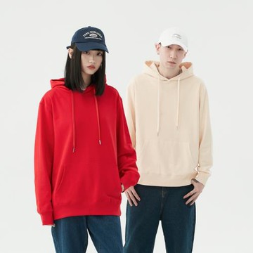 【小白家】秋季300g重磅純棉連帽衛衣男女日系簡約寬松全棉帽衫潮