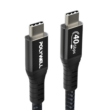 POLYWELL 寶利威爾 USB 4.0 Type-C To C 編織線 PW15-W45-M720  0.8m  黑色  1條