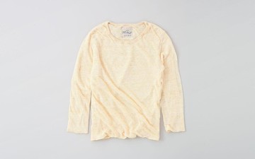 亞麻針織 女款 M 號 長袖套頭衫 (奶油白)