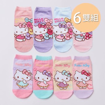 【ONEDER】Sanrio 凱蒂貓直版襪 短襪 15-22cm-6雙組(KT-A651S.KT-A654S)