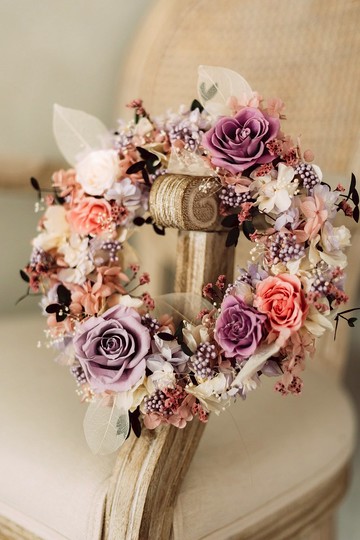 乾燥花永生花圈 25cm 自然風格門飾擺件