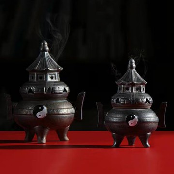 太極盤香爐擺件創意煉丹爐陶瓷文創香爐復古香薰爐子大號禪意香器