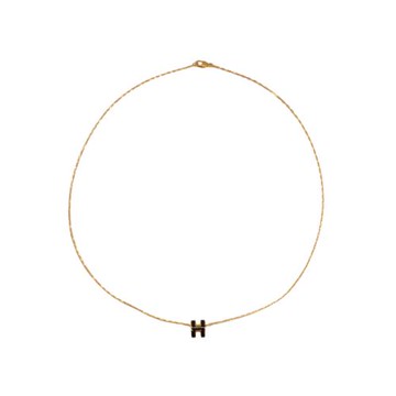Hermes Mini Pop H 立體橢圓簍空項鍊(黑/金)