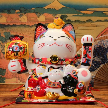 招財貓 大號電動搖手招財貓擺件 招財貓陶瓷自動招手開業喬遷發財招財貓「限時特惠」