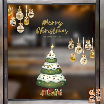 【橘果設計】鈴鐺 聖誕樹 聖誕壁貼 靜電貼 耶誕節 靜電玻璃貼 窗貼 佈置 櫥窗貼 聖誕壁貼 可超取 台灣現貨