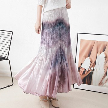 現貨+預購 三宅風皺褶衣服百褶裙褶皺半身裙摺衣彈力長裙顯瘦折衣大碼-漸層A字裙女裙子74fi8【獨家進口】【米蘭精品】