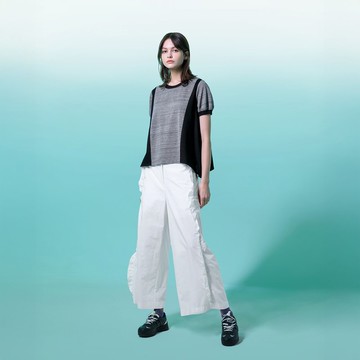 荷葉直筒長寬褲