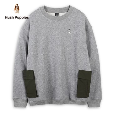 Hush Puppies 上衣 男裝立體造型口袋漁夫帽狗圓領寬鬆版落肩上衣