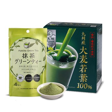 盛花園 日本原裝大麥若葉青汁50入+抹茶粉末4入養生組(大麥青汁3g/入、抹茶粉13g/入)