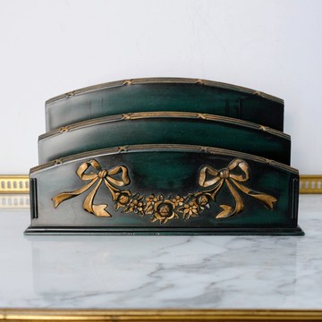 法國復古墨綠色木製信件架