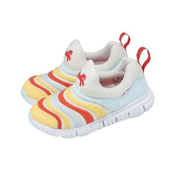 Nike 休閒鞋 Dynamo Free PS 中童鞋 小朋友 米白 彩 毛毛蟲 套入式 IQ1137-111