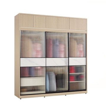 文創集 維爾泰鋁框7尺加高岩板玻璃衣櫃組合(吊衣桿x4＋單抽屜)-182x60x236cm免組