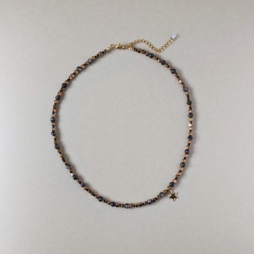 許願星願｜銀曜石與赤鐵礦項鍊｜醫療級不鏽鋼