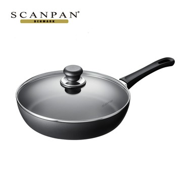 【SCANPAN】 經典系列 28cm高身不沾平底鍋（含蓋／烤箱可用） 贈 高級櫸木木鏟