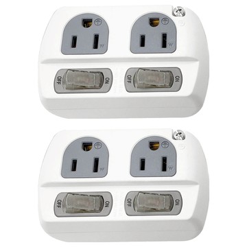 WeiTien 威電 高負載2插分接器 3孔插座 125VAC 15A 最大1650W  10.2cm  顏色隨機  2個