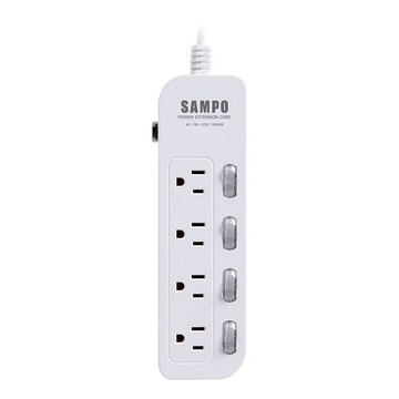 【SAMPO】 四開四插電源延長線(6尺) EL-W44R6
