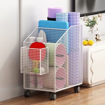 置物架多層健身器材收納箱玩偶家用夾縫架可移動新款瑜伽墊收納架