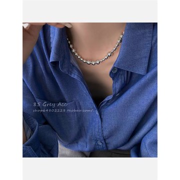 85度灰ins冷淡風不規則圓球串珠項鏈女春夏輕奢高級感鎖骨鏈配飾