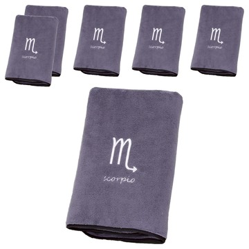 星座珊瑚絨浴巾 天蠍座 灰色 6條 柔軟吸水 親膚舒適