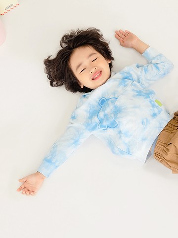 運動風純棉紮染小熊印花帽T/上衣(親子裝)