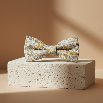 黃花米白領結-米白花紋  溫柔有質感