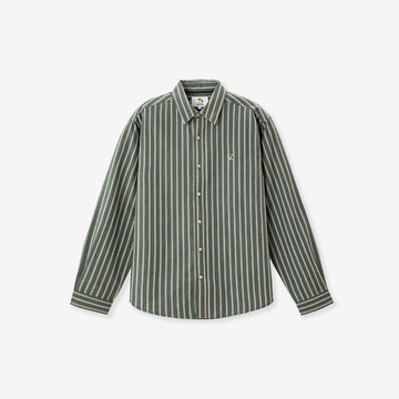 【城市漫遊】男裝-條紋牛津布長袖襯衫-綠色