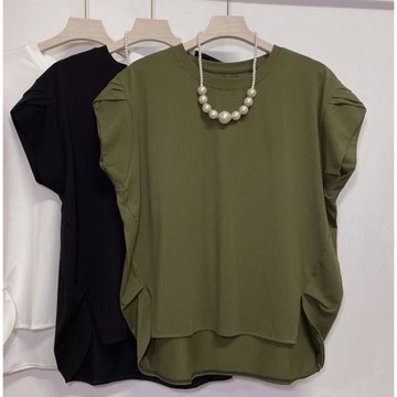 2025夏季新款韓版飛飛袖設計寬松休閑女裝上衣棉質短袖T恤港風t恤