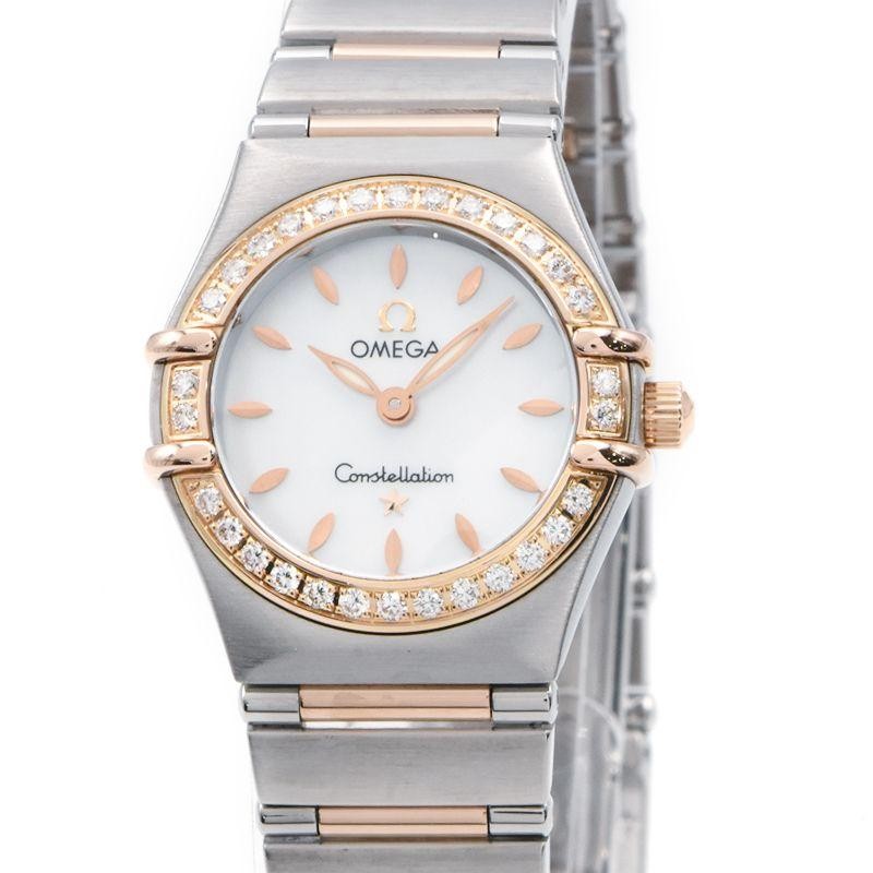 オメガ コンステレーション ミニ K18 革ベルト クォーツ レディース
