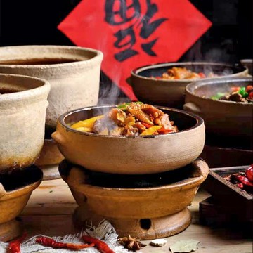 常德小缽子菜土缽陶瓷矮款酒精爐小火鍋砂鍋湘菜燉缽老式粗陶餐具