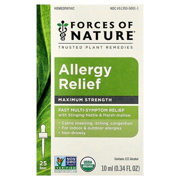 Forces of Nature, 致敏原，有機植物方劑，特大強度，0.34 液量盎司（10 毫升）