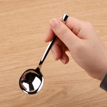 網紅湯勺304不銹鋼湯勺長柄家用喝湯勺子廚房中號加厚加深橢圓勺