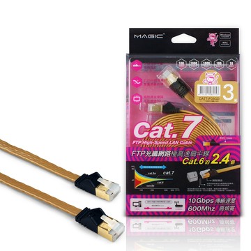 MAGIC Cat.7 FTP光纖網路極高速扁平網路線(專利折不斷接頭)-3M