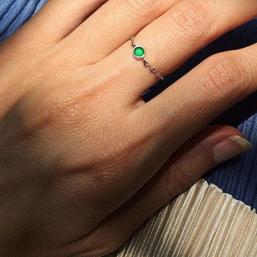 【Lost and find】簡約 貓眼 翡翠 伸縮 線形 指環