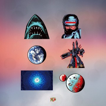 TLP套貼 像素版機械鐵甲威龍大白鯊地球外星太空堡壘異次元貼紙