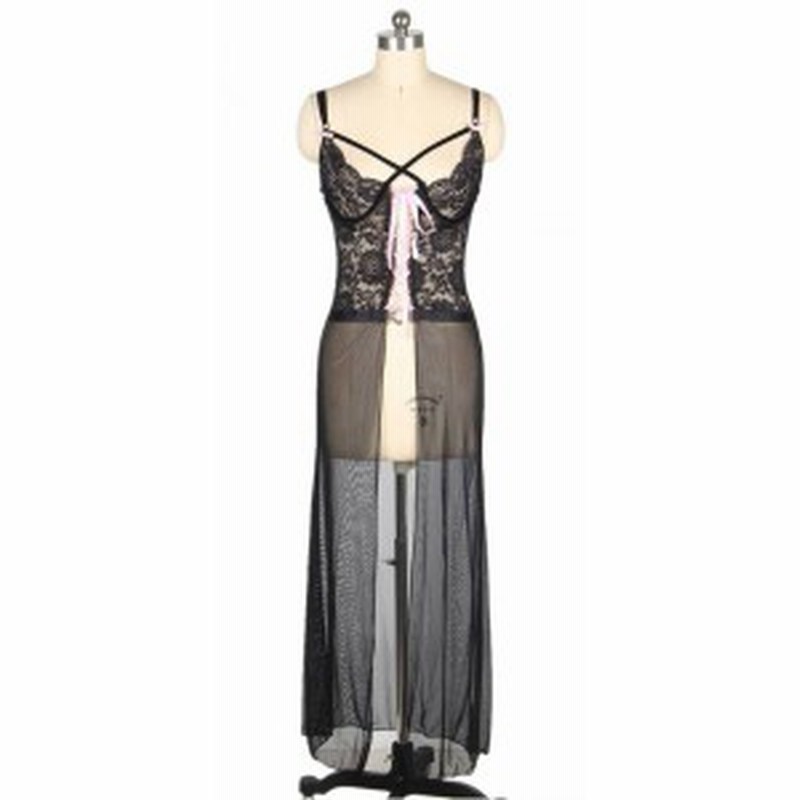 総レース 深いスリット ロングドレス セクシー ランジェリー ロング ドレス 透け感 レディース ワンピース ベビードール 黒 F30 2 通販 Lineポイント最大1 0 Get Lineショッピング