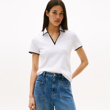 【Tommy Hilfiger】對比飾邊開領 Polo 衫_裸色