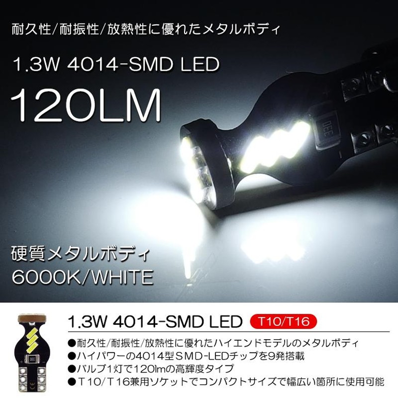 大型9チップ搭載 高輝度 高性能 高耐久 T10 T16 LED　06