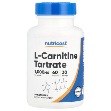Nutricost, L-肉鹼酒石酸鹽，1000 毫克，60 粒膠囊（每粒膠囊 500 毫克）
