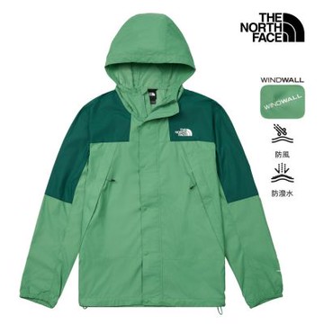 【The North Face 官方旗艦】北面男款綠色DWR防潑水連帽外套｜8DGDJZX 抗UV
