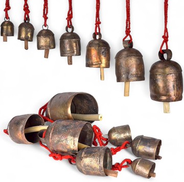 55吋鄉村風手工風鈴 七個銅塗層鐵鈴 戶外庭園門飾掛件 結婚禮物
