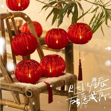 ⚡臺灣出貨⚡新年發光小燈籠掛飾綠植樹上掛飾盆景氛圍2026新款元旦春節裝飾品