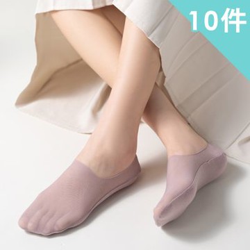 【enac 依奈川】輕薄冰絲防滑隱形襪/淺口襪/低筒襪/短襪/防滑襪(超值10件組-顏色隨機)