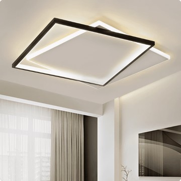 led吸頂燈現簡約客廳三色變光吸頂燈北歐家用大氣正方形超薄臥室燈客廳燈書房燈具50cm照明燈