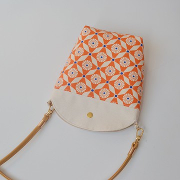 陽光橙小花 布藝側背包 簡便隨身包