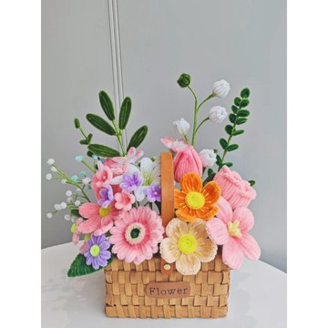 扭扭棒花籃diy手作材料包自製大束成品花七夕送朋友老師生日禮物 交換禮物