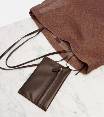 The Row Barn leather-trimmed mesh tote bag