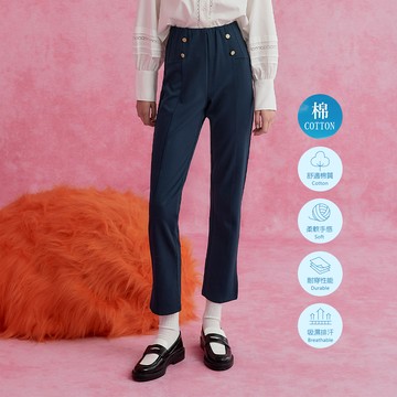 OUWEY歐薇 法式修身九分直筒褲(深藍色；S-L)3233436318