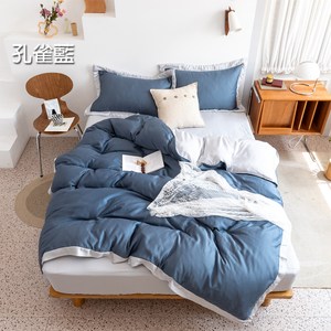 【韋恩寢具】 100%100支天絲兩用被鋪棉床包組-加大/孔雀藍